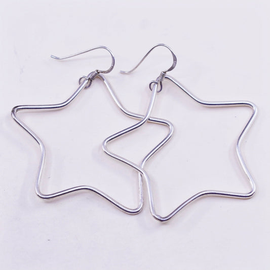 Vintage sterling silver handmade modern earrings, 925 star