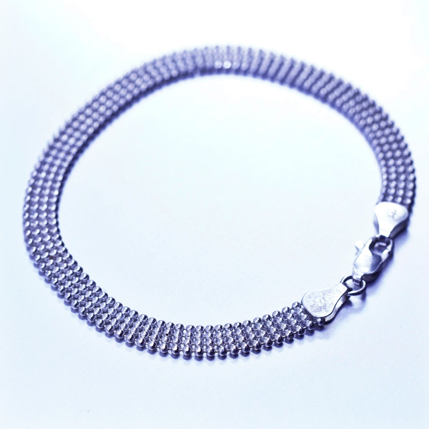 8” 6mm, vintage Sterling 925 silver wide bead bracelet