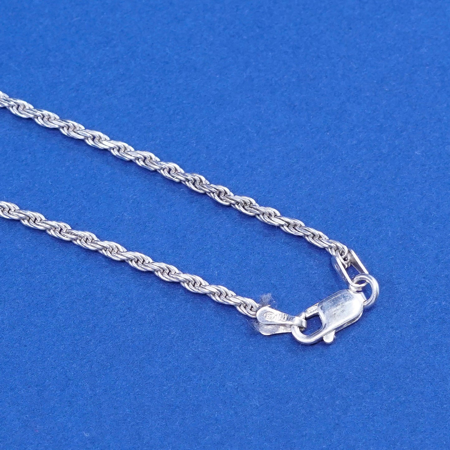 30”, 2mm, vintage Sterling silver handmade necklace, 925 diamond rope chain