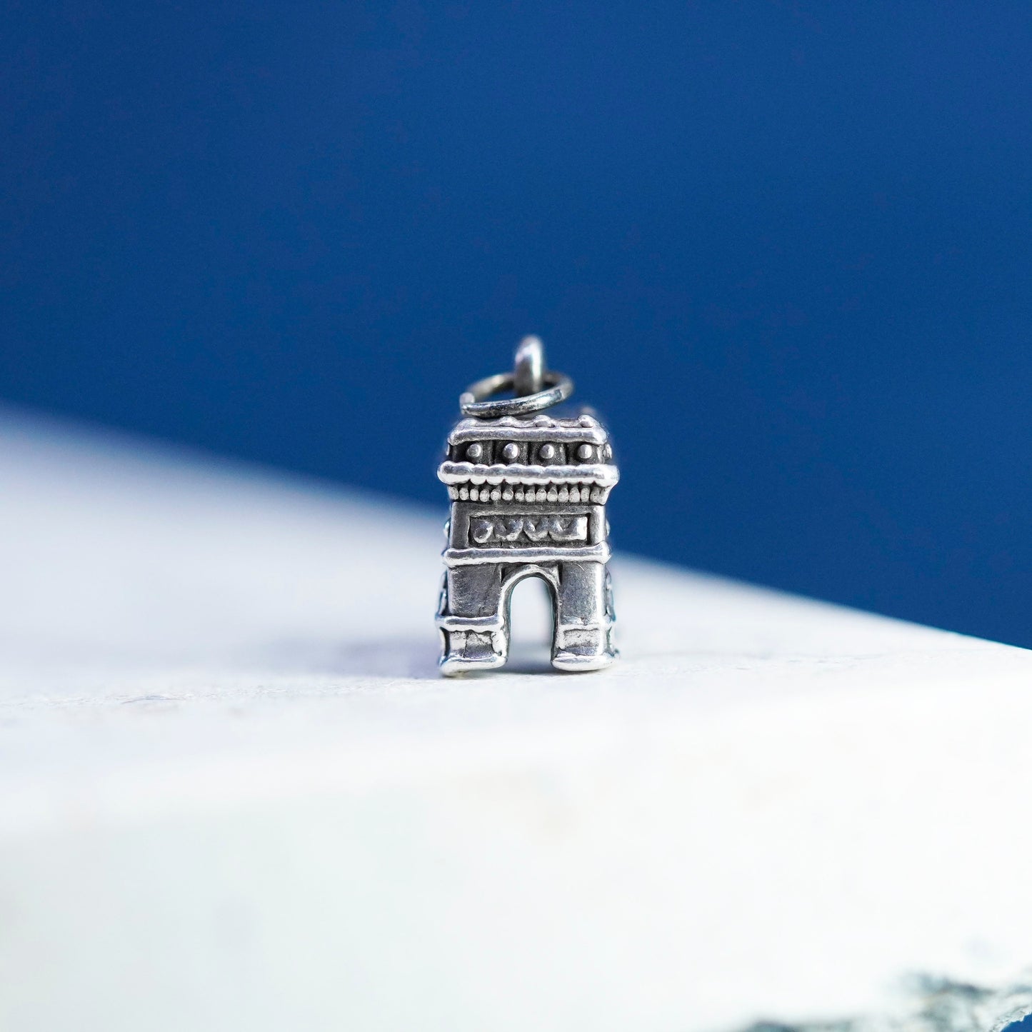 Vintage Sterling silver handmade pendant. 925 French Arc de Triomphe charm