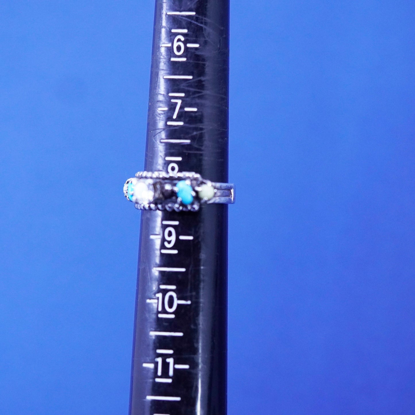 Size 8, Native American, southwestern Sterling silver handmade ring turquoise