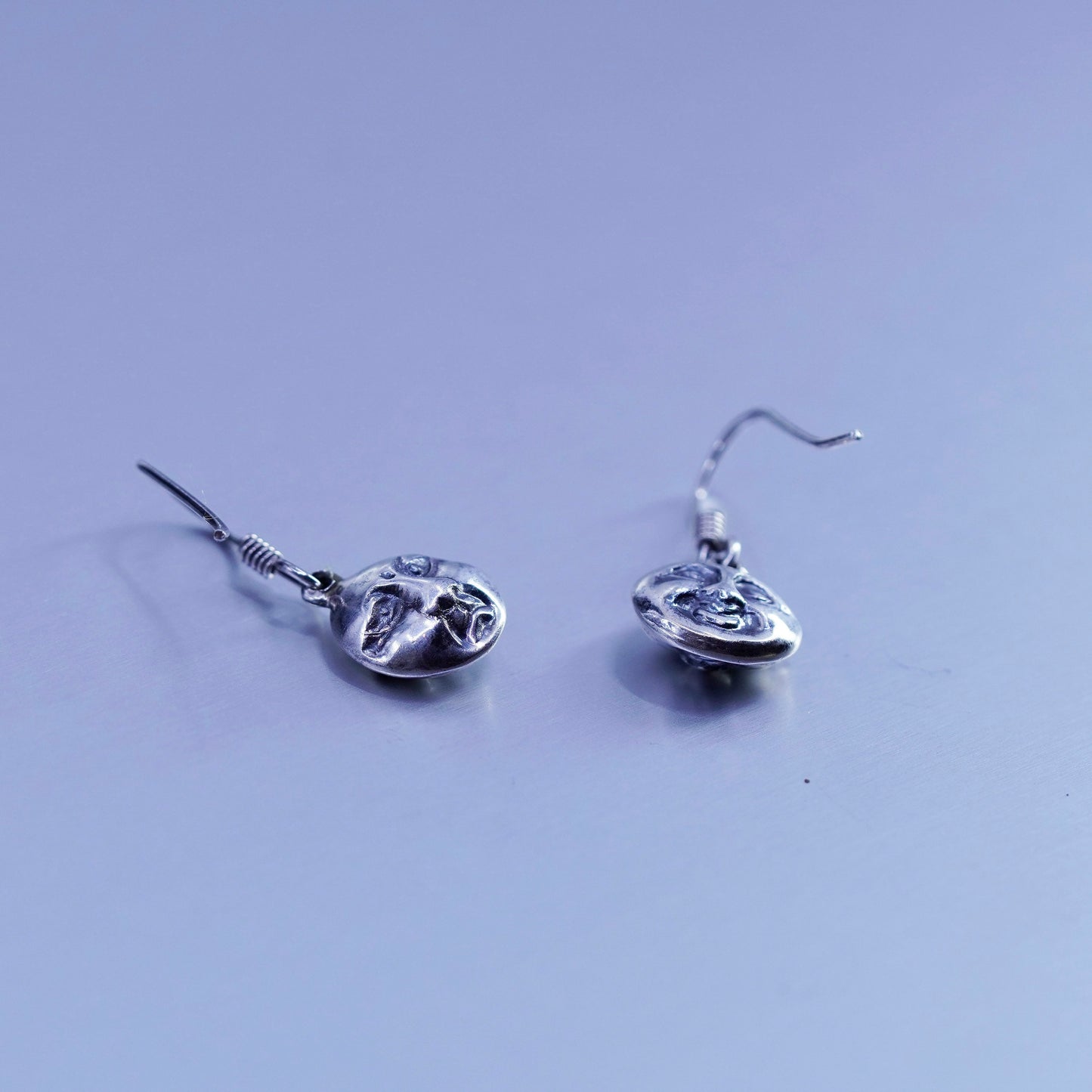 Vintage Sterling 925 silver handmade earrings with sun face