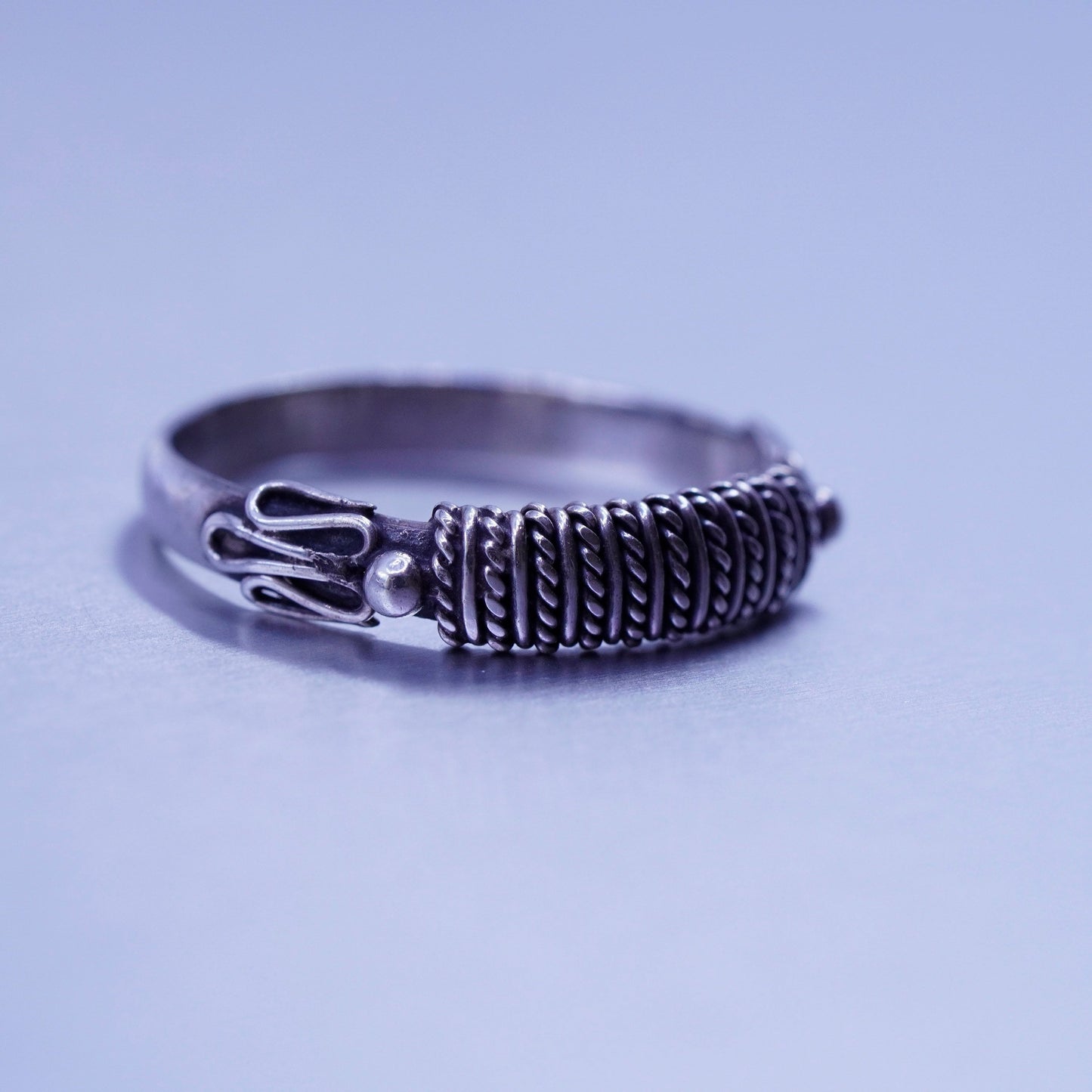 Size 6, vintage southwestern Sterling 925 silver wedding ring, band with cable