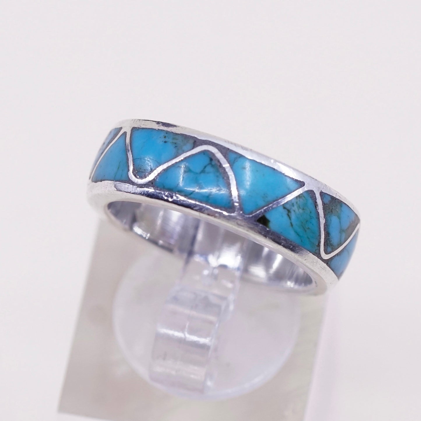 sz 7, navajo James Martin handmade Sterling silver ring, 925 band w/ turquoise