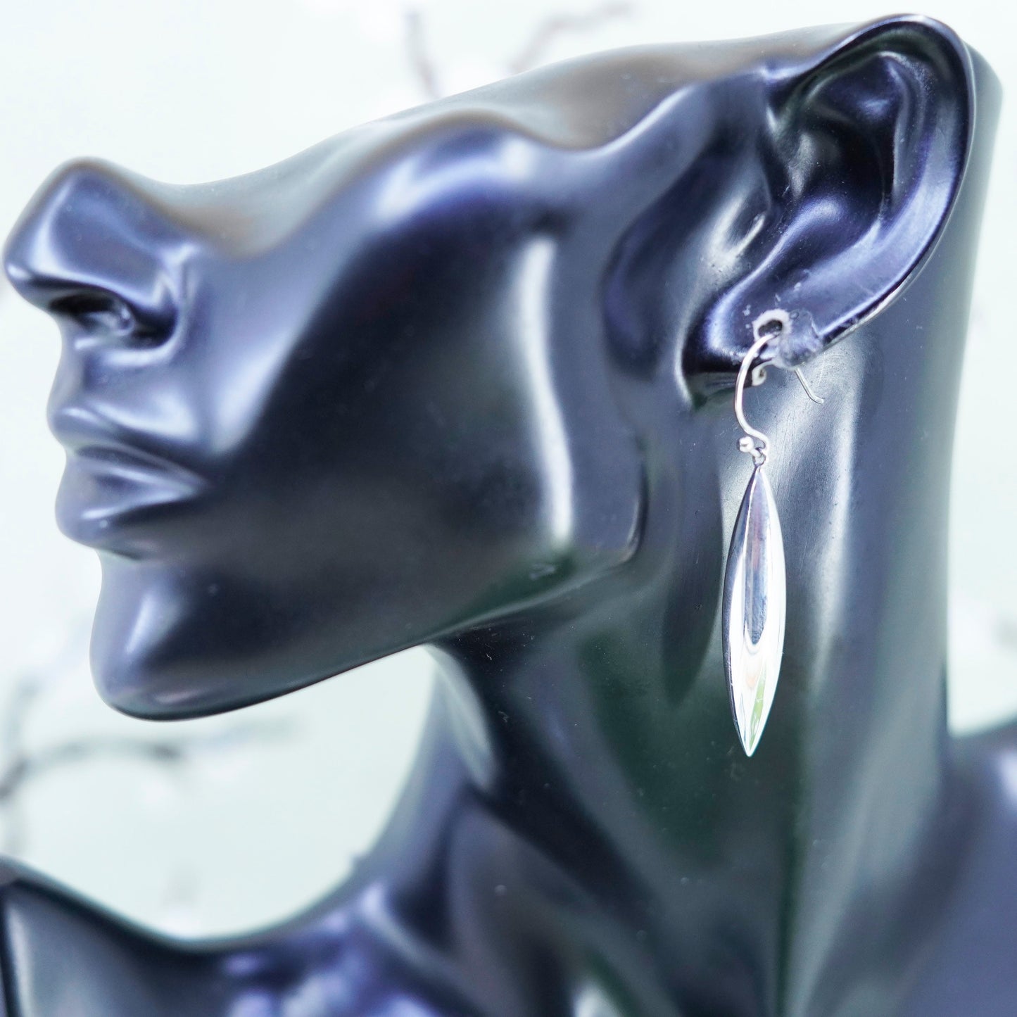 Vintage Sterling silver handmade earrings, 925 teardrop dangles