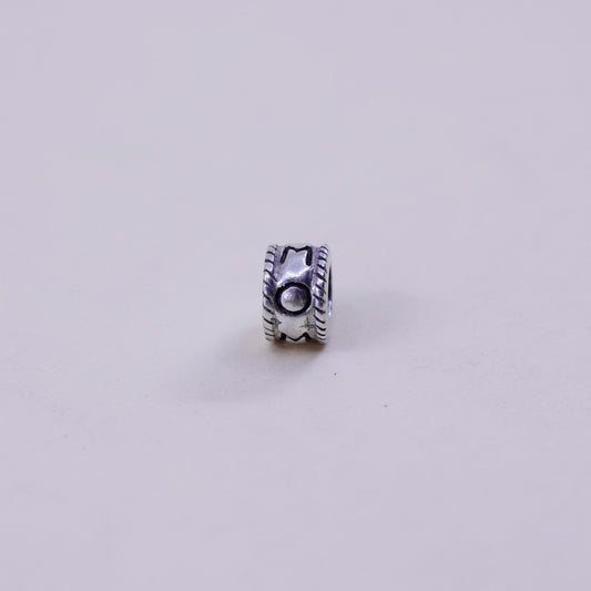 Vintage Sterling silver handmade bead charm, 925 pendant embossed mom