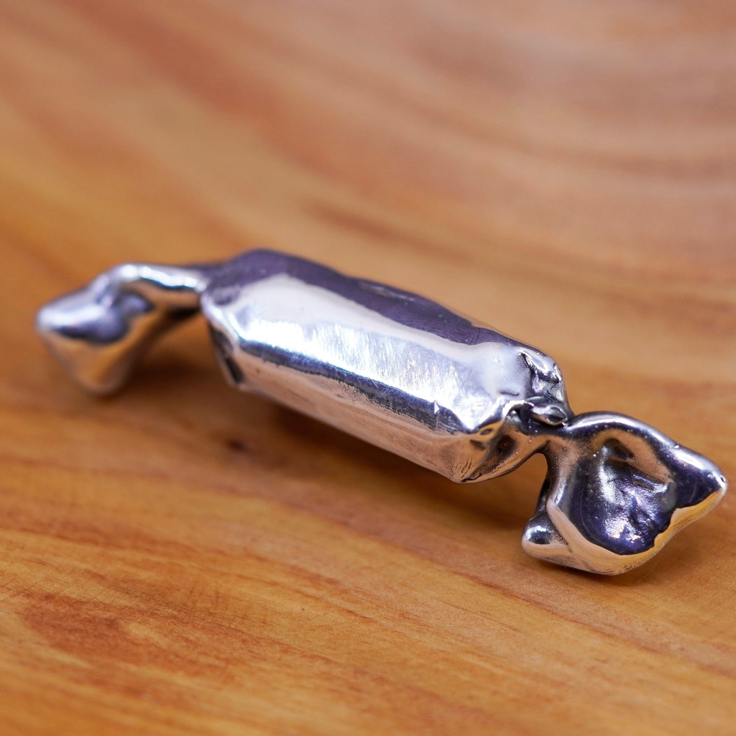Vintage handmade puffy sterling 925 silver candy brooch pin