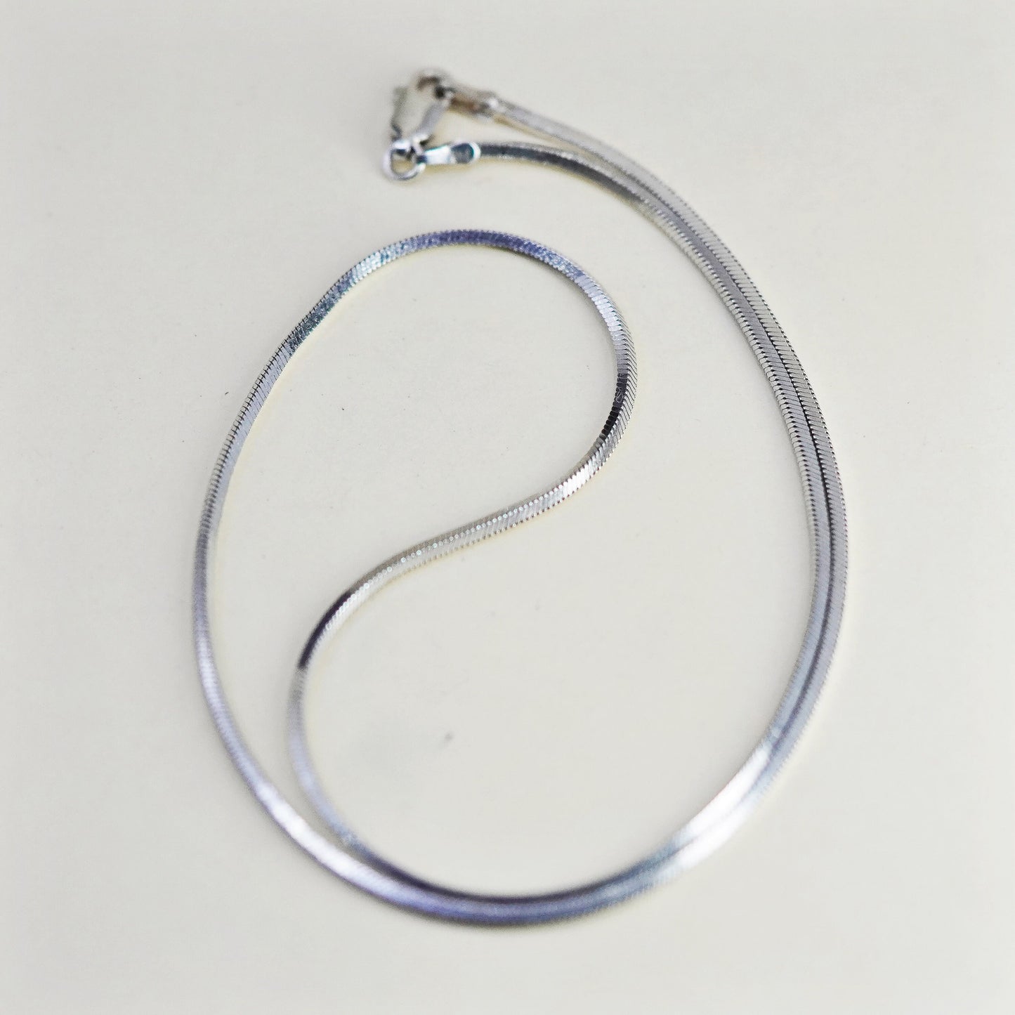 16”, 1.4mm, Vintage sterling silver square snake chain, Italy 925 necklace