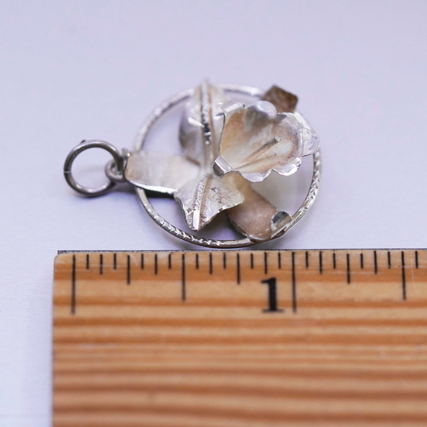 Antique Sterling silver handmade textured Hawaii 925 orchid flower