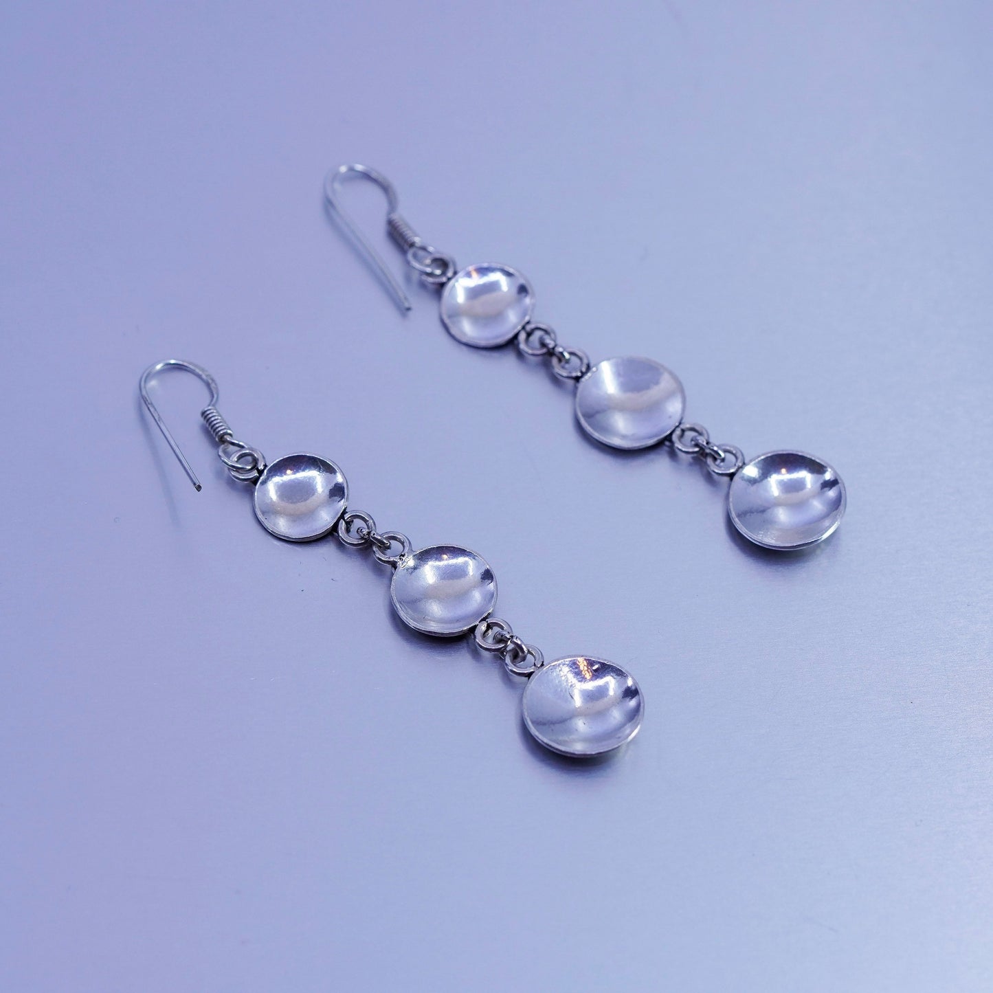 Vintage Sterling 925 silver handmade swirly circle earrings