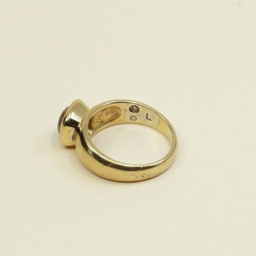 Sz 9, vermeil, gold over Sterling 925 Silver Ring W/ ruby, stamped 925 L