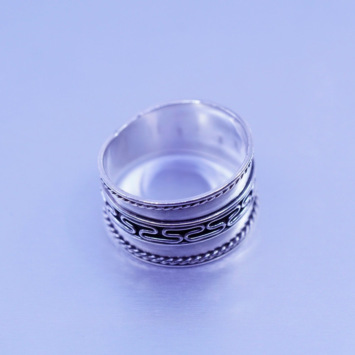 Size 6.75, vintage Sterling 925 silver handmade ring, cable band