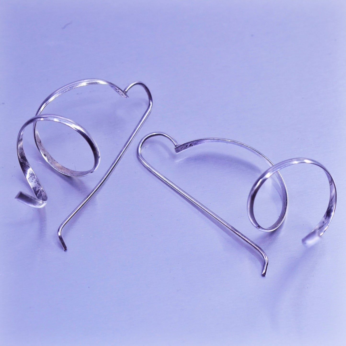 Vintage Sterling 925 silver handmade twisted earrings drops
