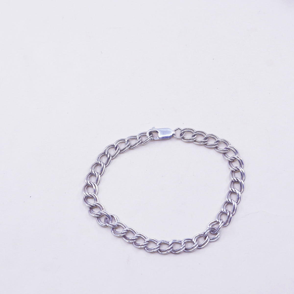 7.5”, 6mm, Vintage sterling silver double curb bracelet, 925 chain