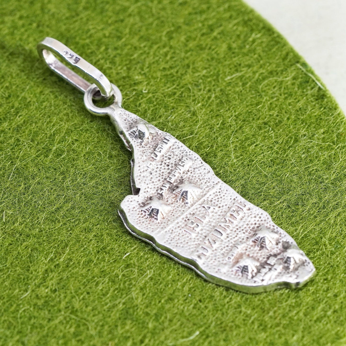 Vintage sterling handmade traveler pendant, 925 Mexico island isla cozumel tag