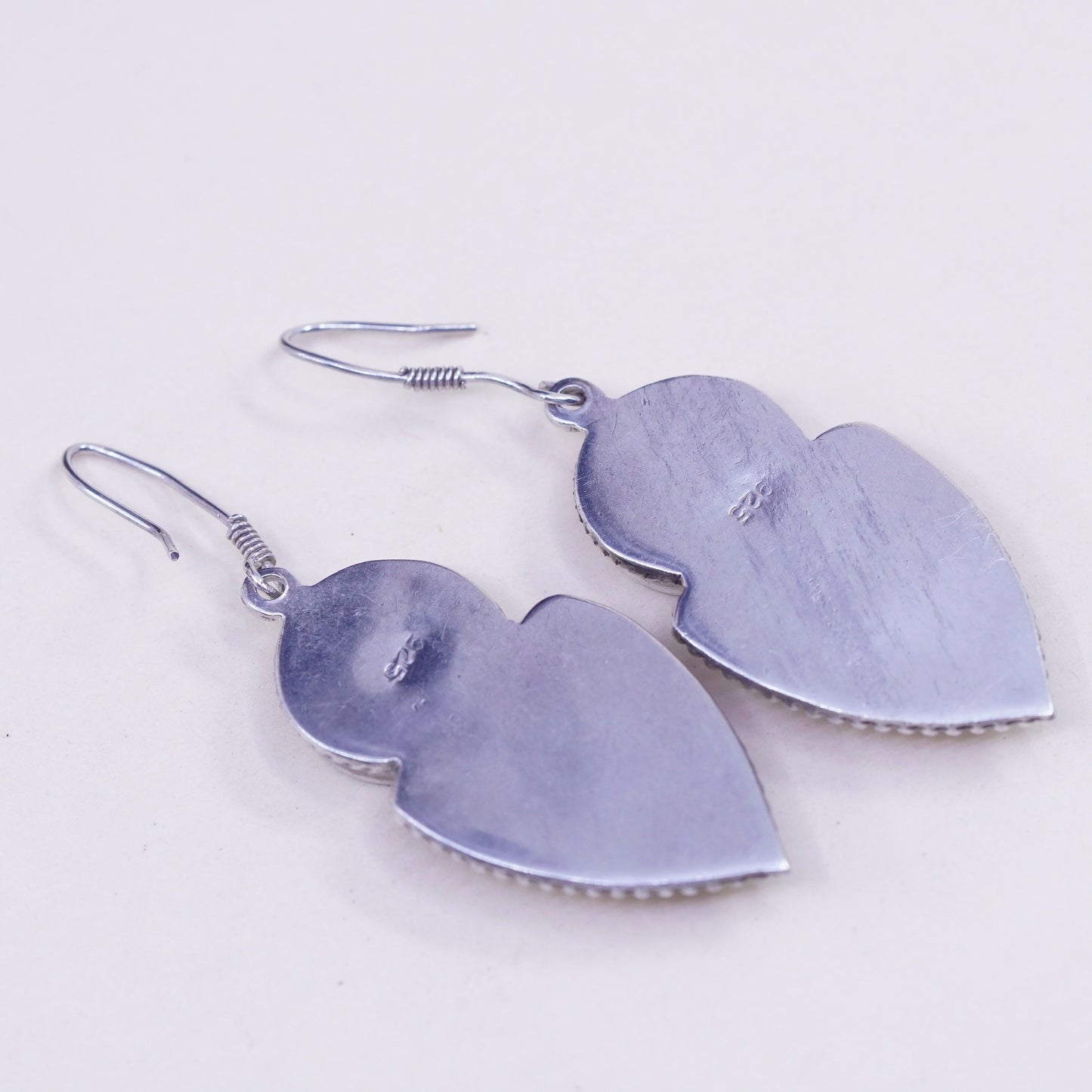 Vintage Sterling 925 silver handmade earrings, with round turquoise and beads
