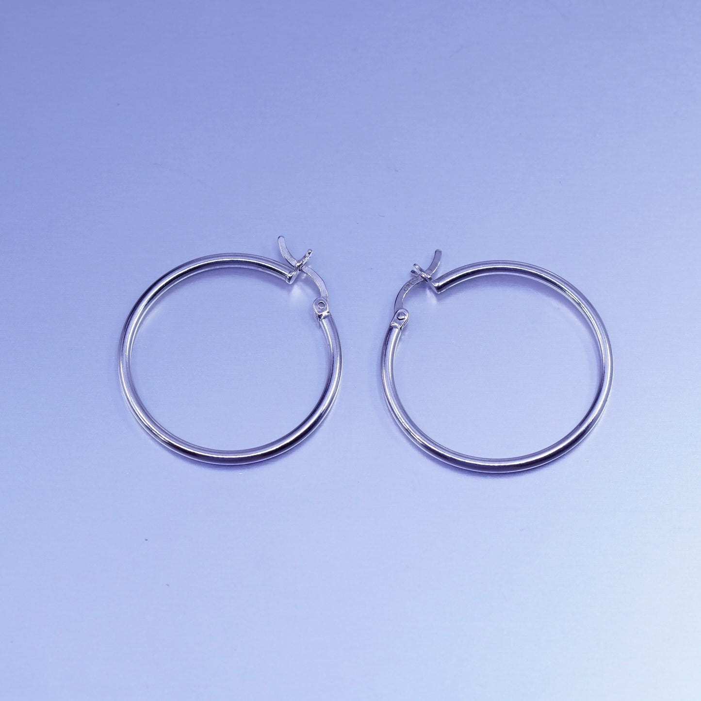 1.25”, vintage Sterling silver handmade earrings, 925 simple hoops
