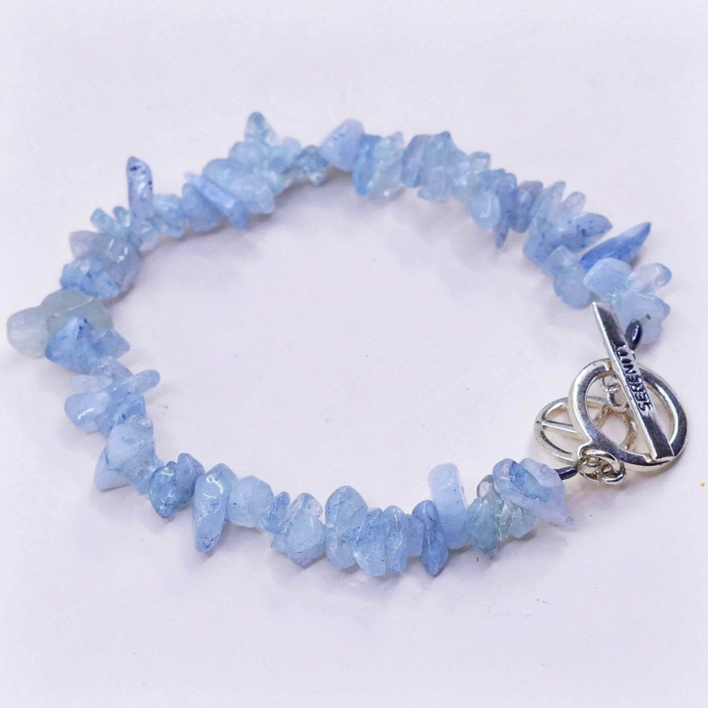 6.75”, vtg sterling silver crystal bracelet, 925 toggle closure peace CND sign