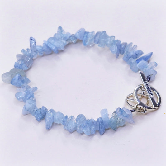 6.75”, vtg sterling silver crystal bracelet, 925 toggle closure peace CND sign