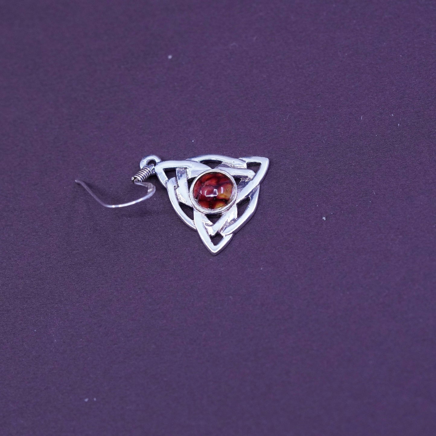 Sterling silver Irish handmade dangles, 925 earrings Celtic knot with jasper