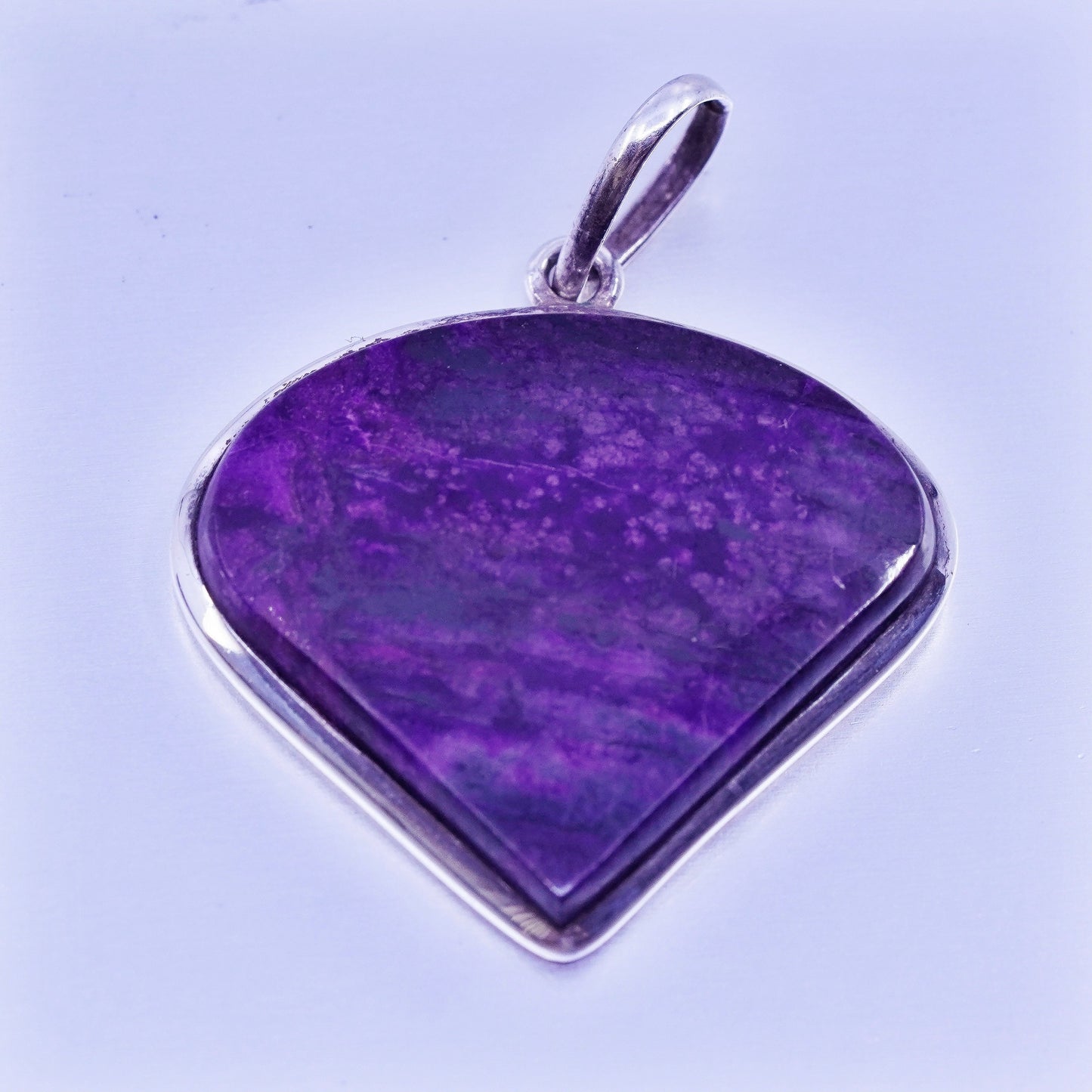 antique sterling 925 silver handmade charm teardrop pendant with purple jasper