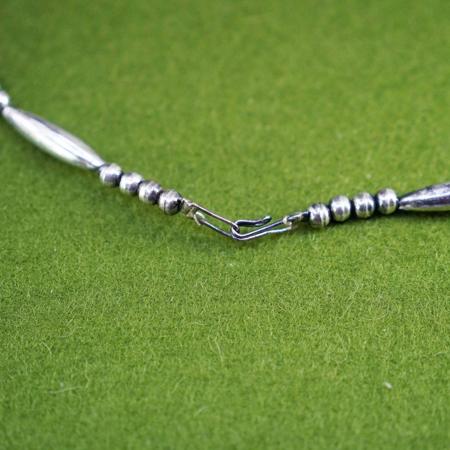 16”, Native American Navajo Sterling 925 silver necklace, 925 bone bead chain