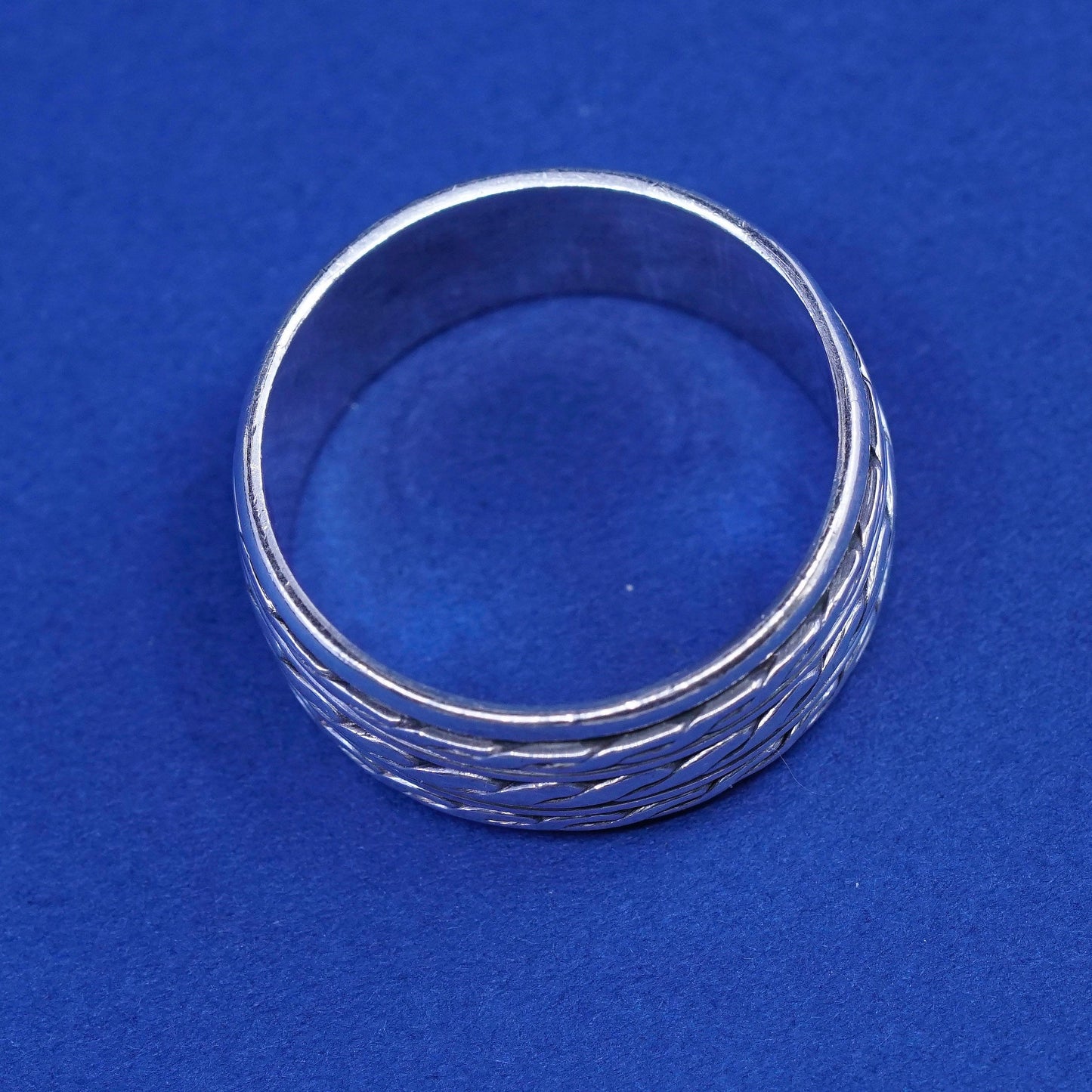 Size 9.25, vintage sterling silver handmade band, 925 spinner ring