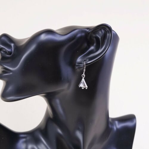 Amazing Southwestern handmade Sterling Silver earrings, 925 White Mop Dangles