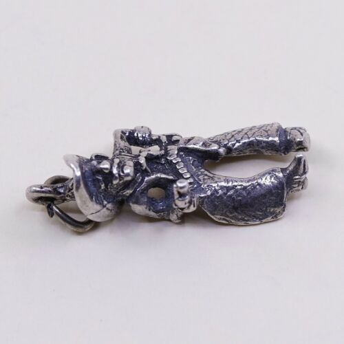 Vintage Sterling Silver Handmade Pendant, 925 Cowboy Charm, Silver Tested