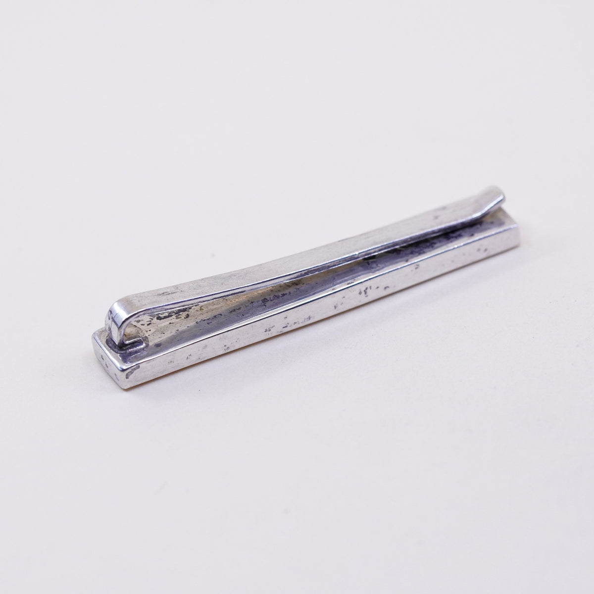 Vintage sterling silver handmade tie clip, modern 925 tie clip with obsidian