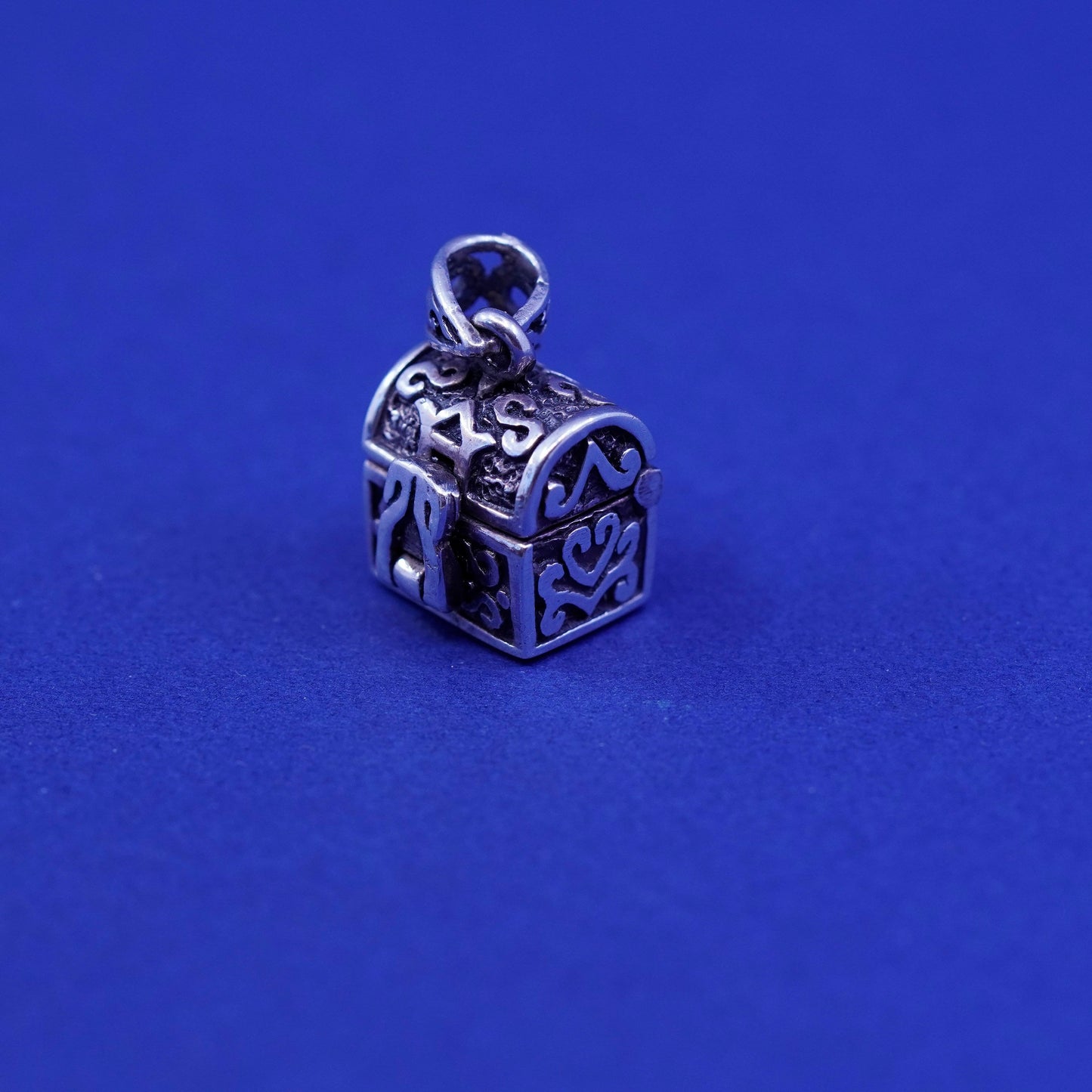 Vintage Sterling silver prayer box pendant, 925 locket charm