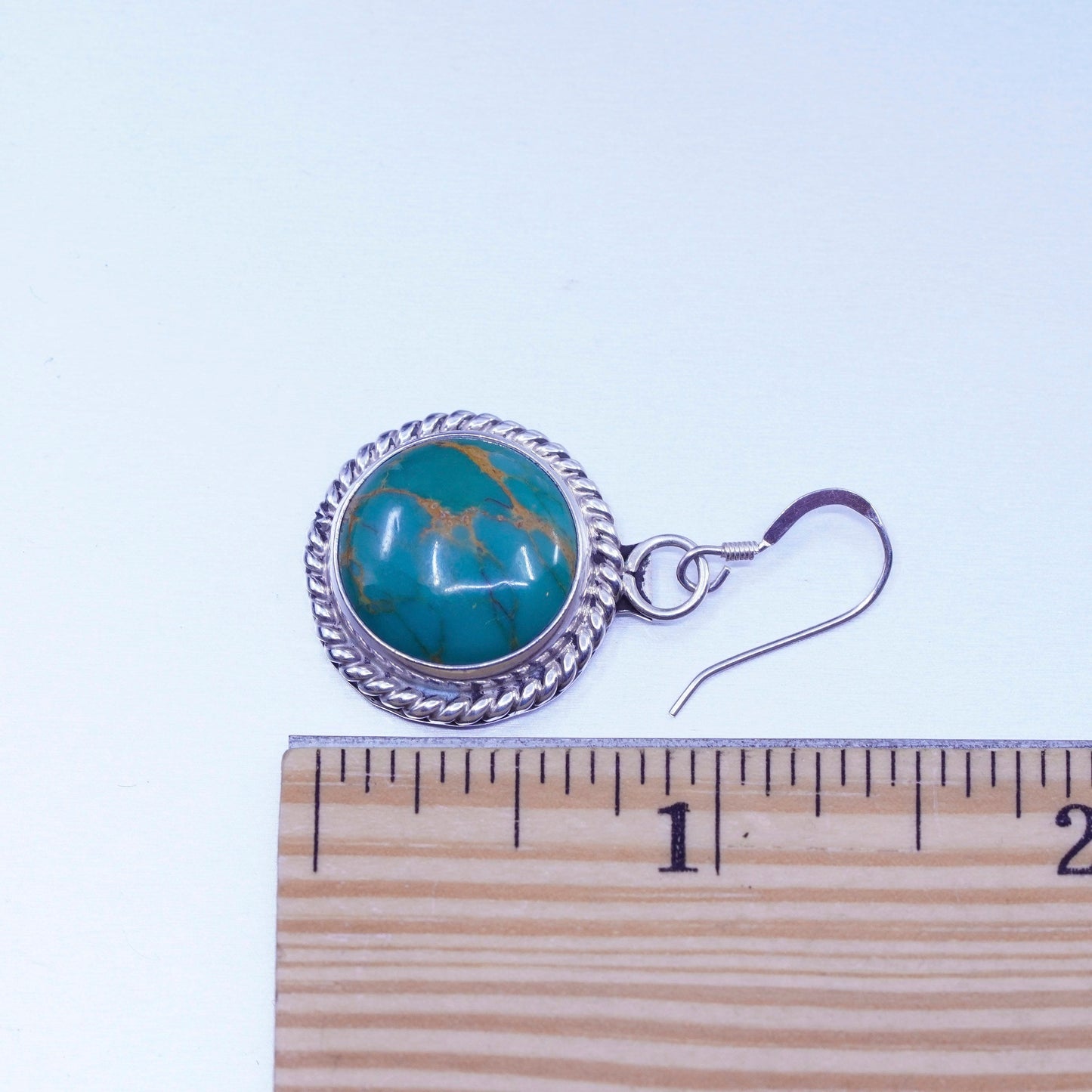 Vintage tim yazzie navajo Sterling 925 silver handmade earrings turquoise cable