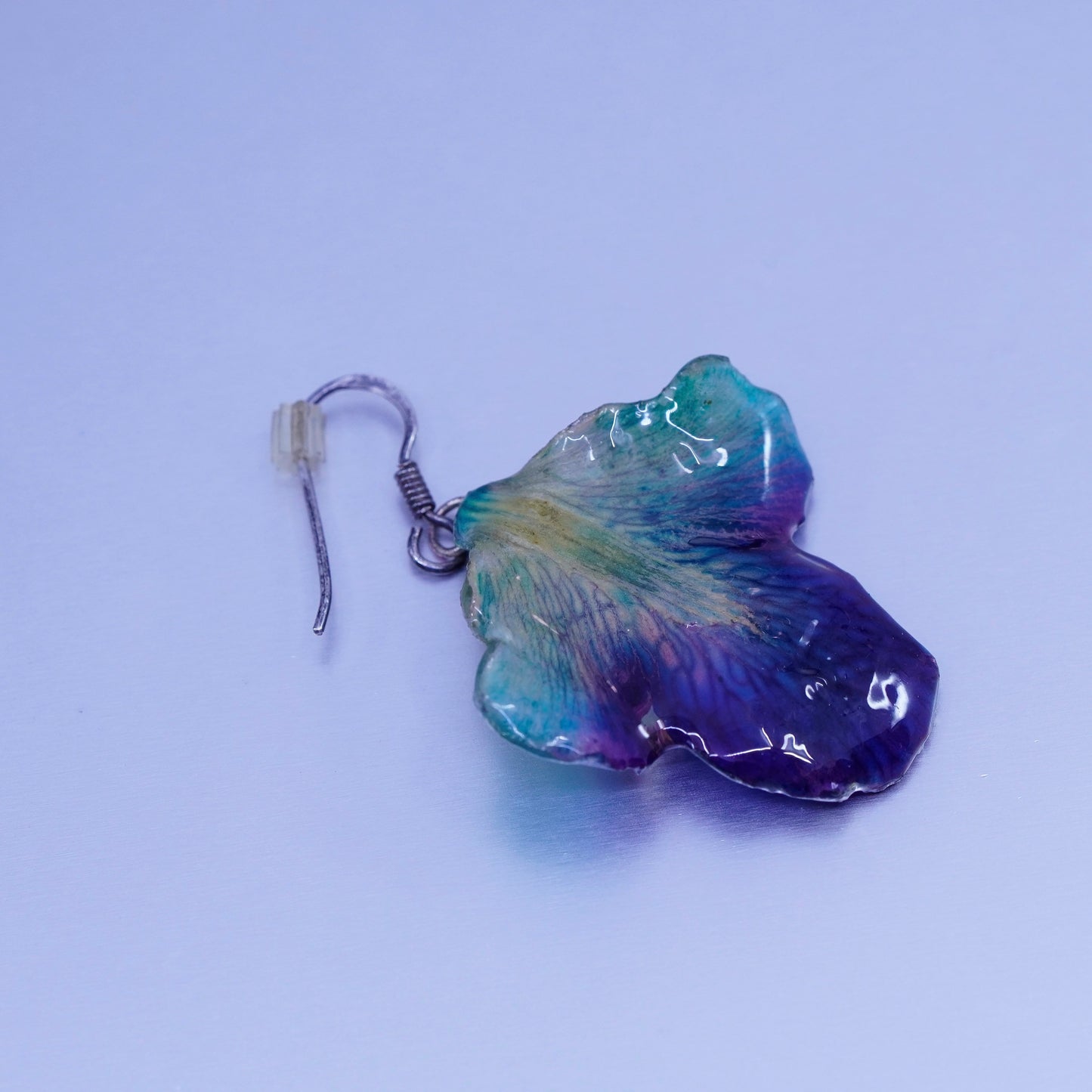 Vintage Sterling 925 silver handmade resin leaf earrings