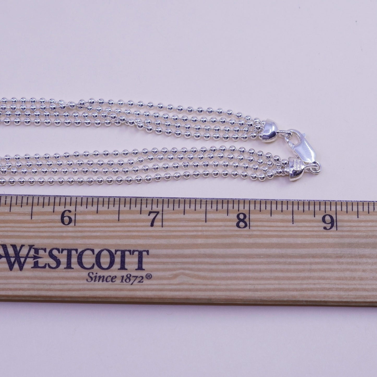 18”, vintage Italy milor sterling silver necklace, multi strands 925 bead chain