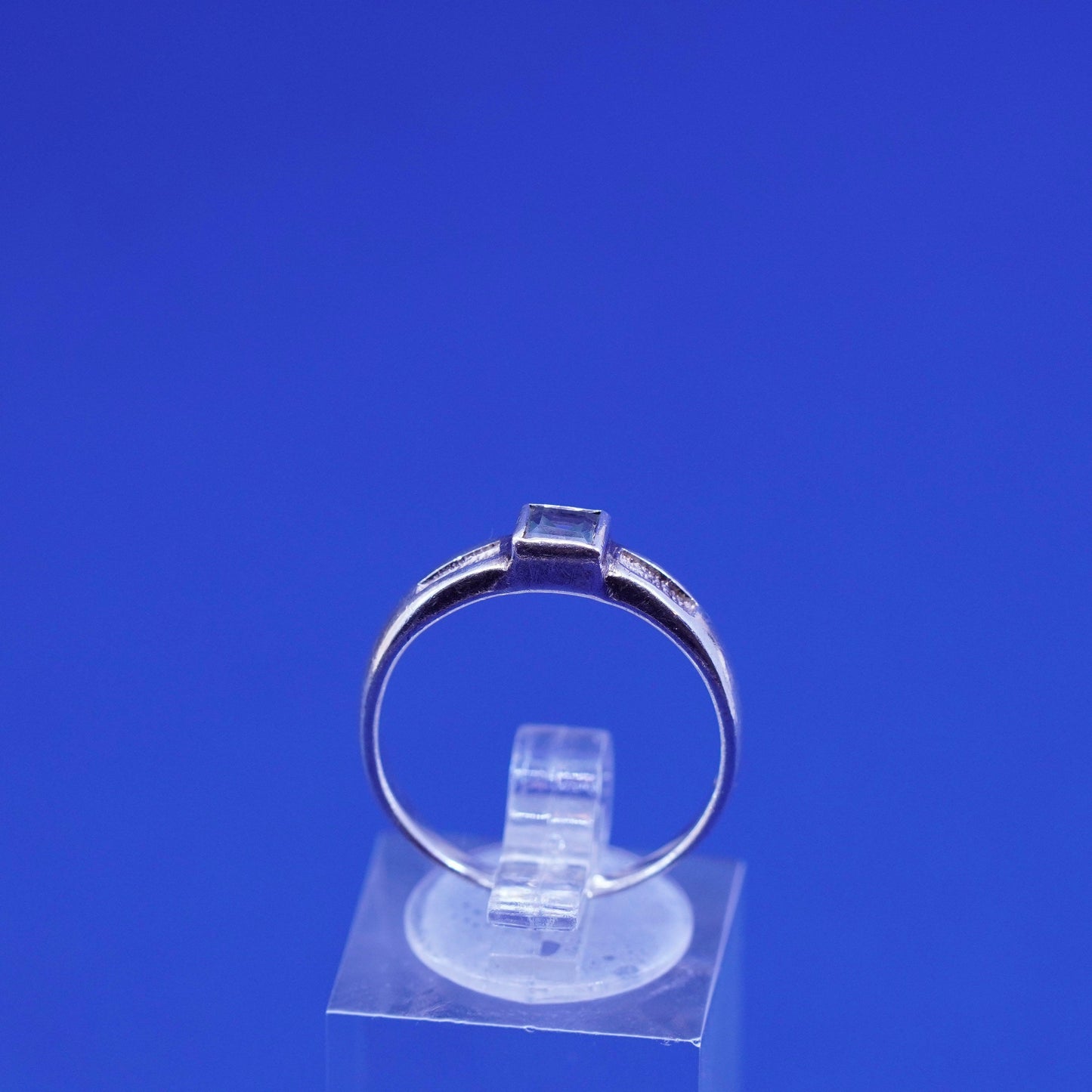 Size 8, vintage Sterling silver handmade ring, 925 stackable ring with topaz