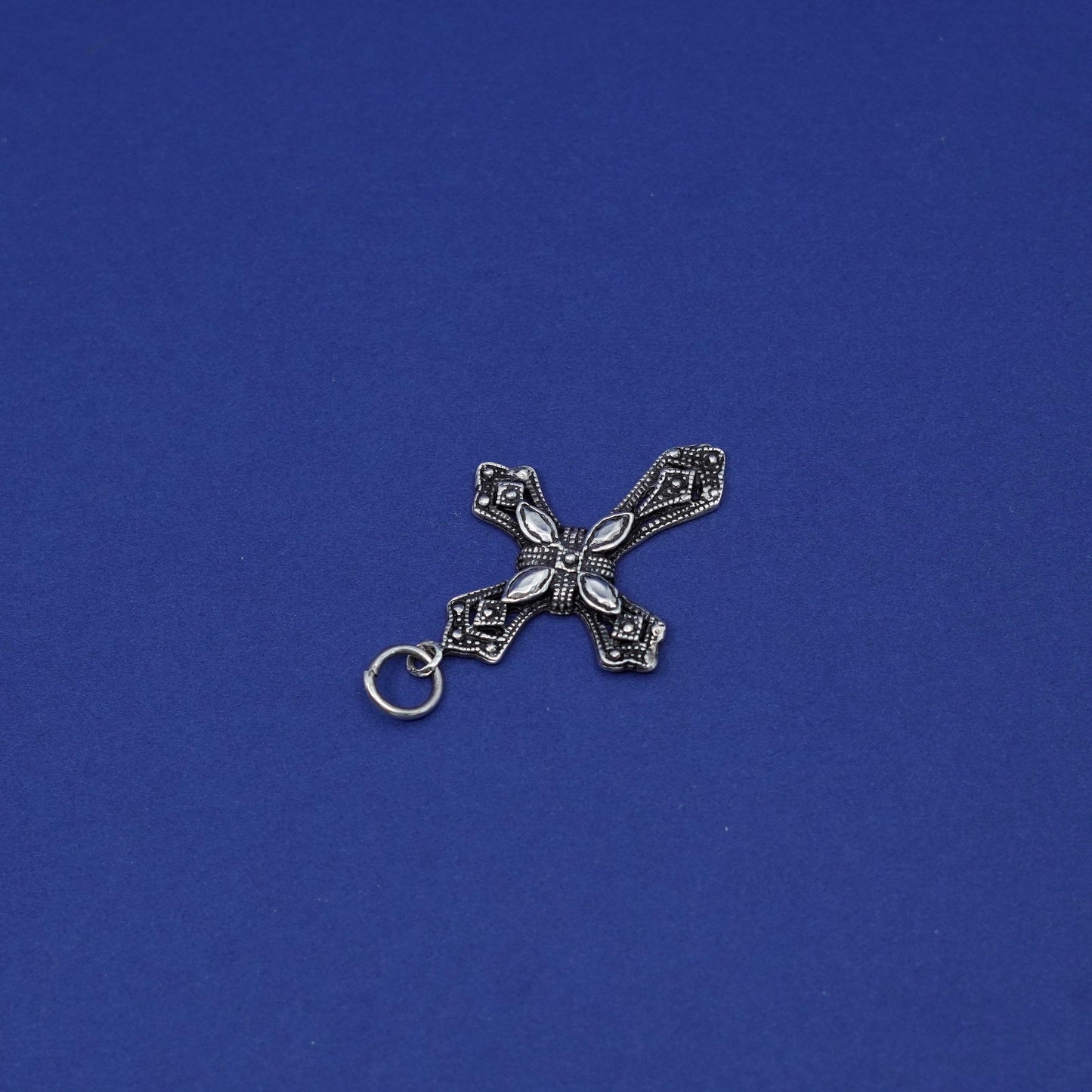 Vintage Sterling silver handmade pendant, 925 bali cross charm