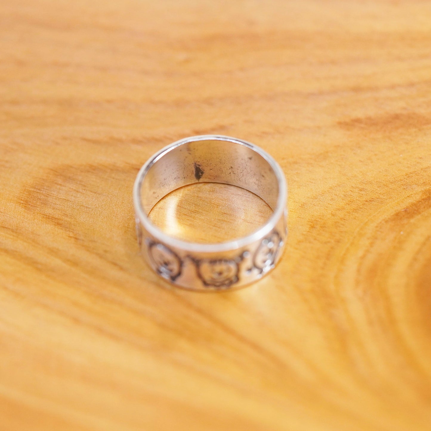 size 8, vintage EFS Sterling silver handmade ring, 925 children friendship band