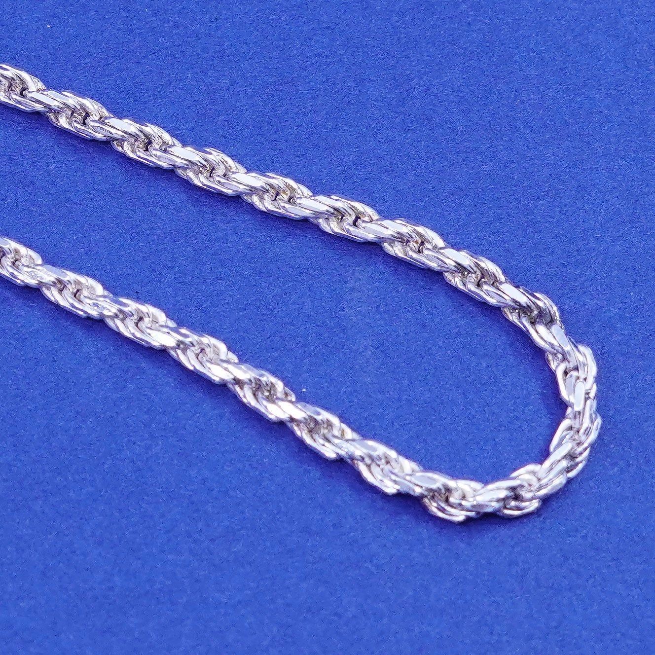 20”, 3mm, vintage Sterling silver handmade necklace, 925 diamond cut rope chain