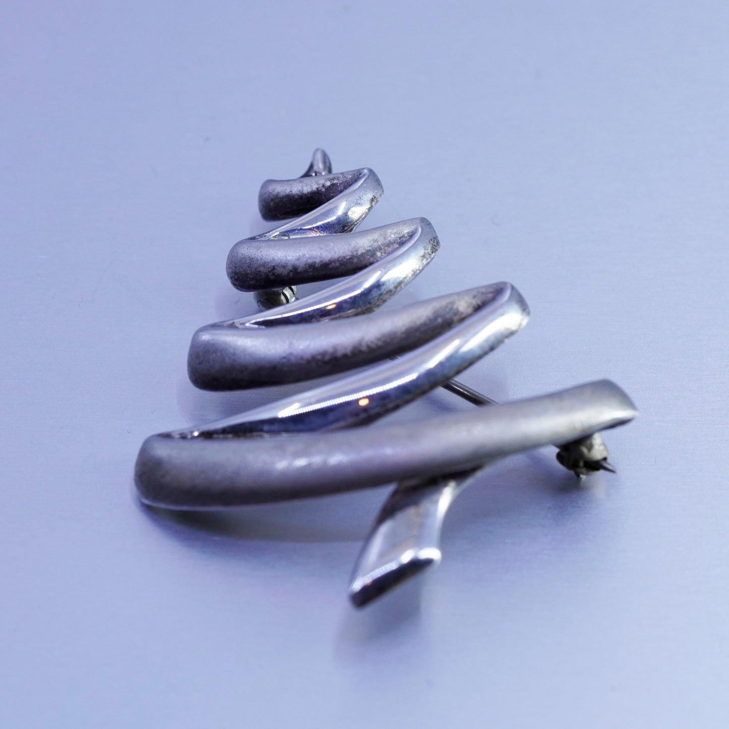 Vintage BAR sterling silver handmade brooch, modern 925 Christmas tree pin