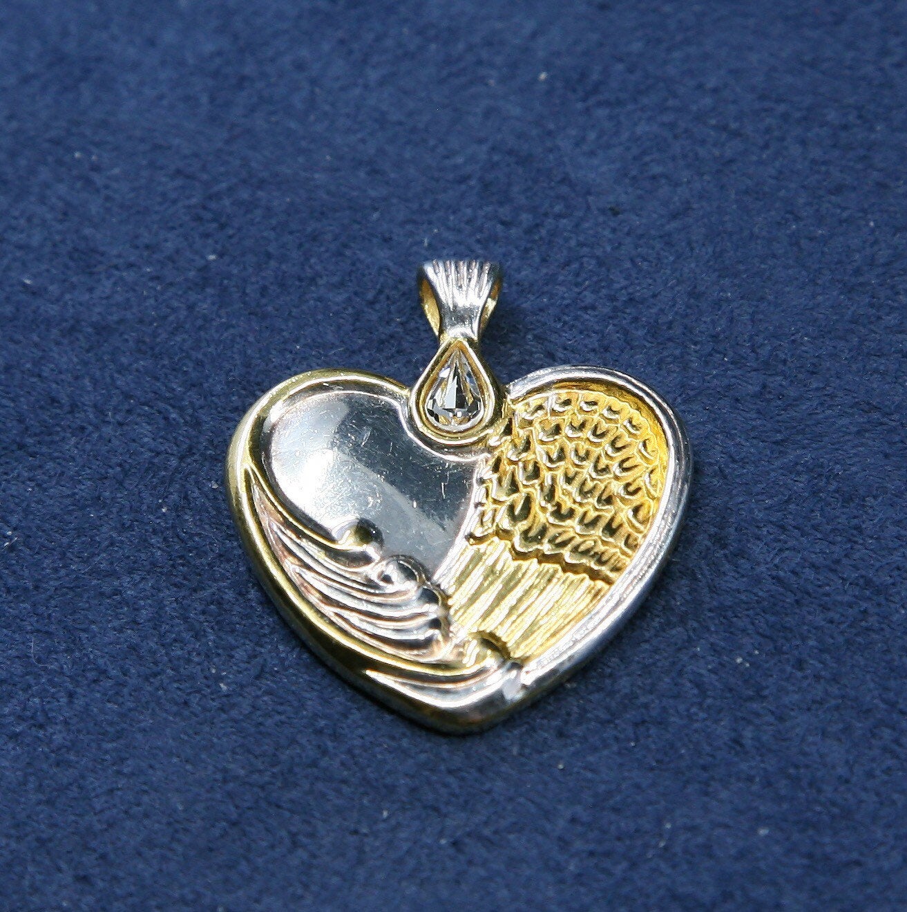 BGE 18K Gold & 925 Love Heart Engraved Pendant p1039, Sterling silver pendant
