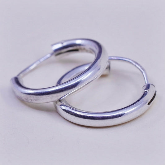 0.5", Vintage sterling silver loop earrings, fashion minimalist, fine 925 silver hoops