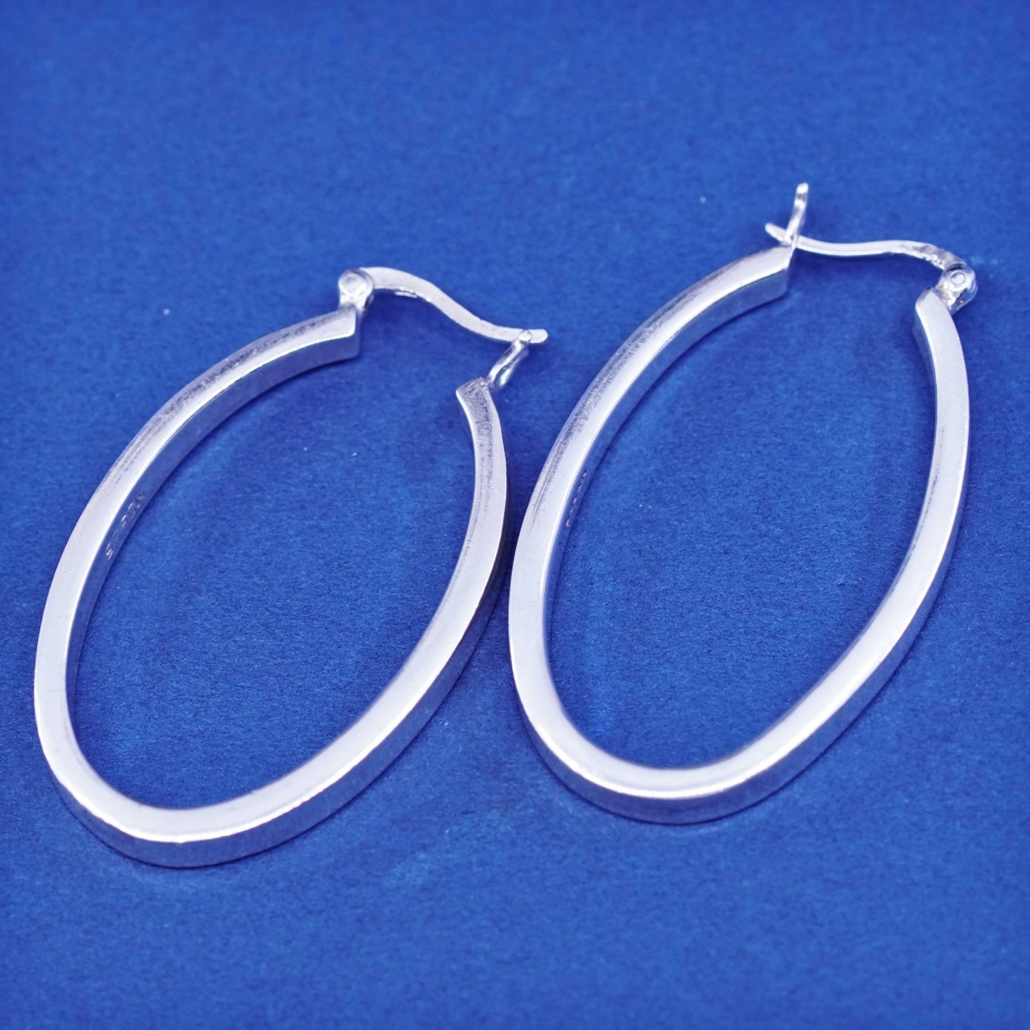 1.5”, vintage Sterling silver handmade earrings, 925 hoops, huggie