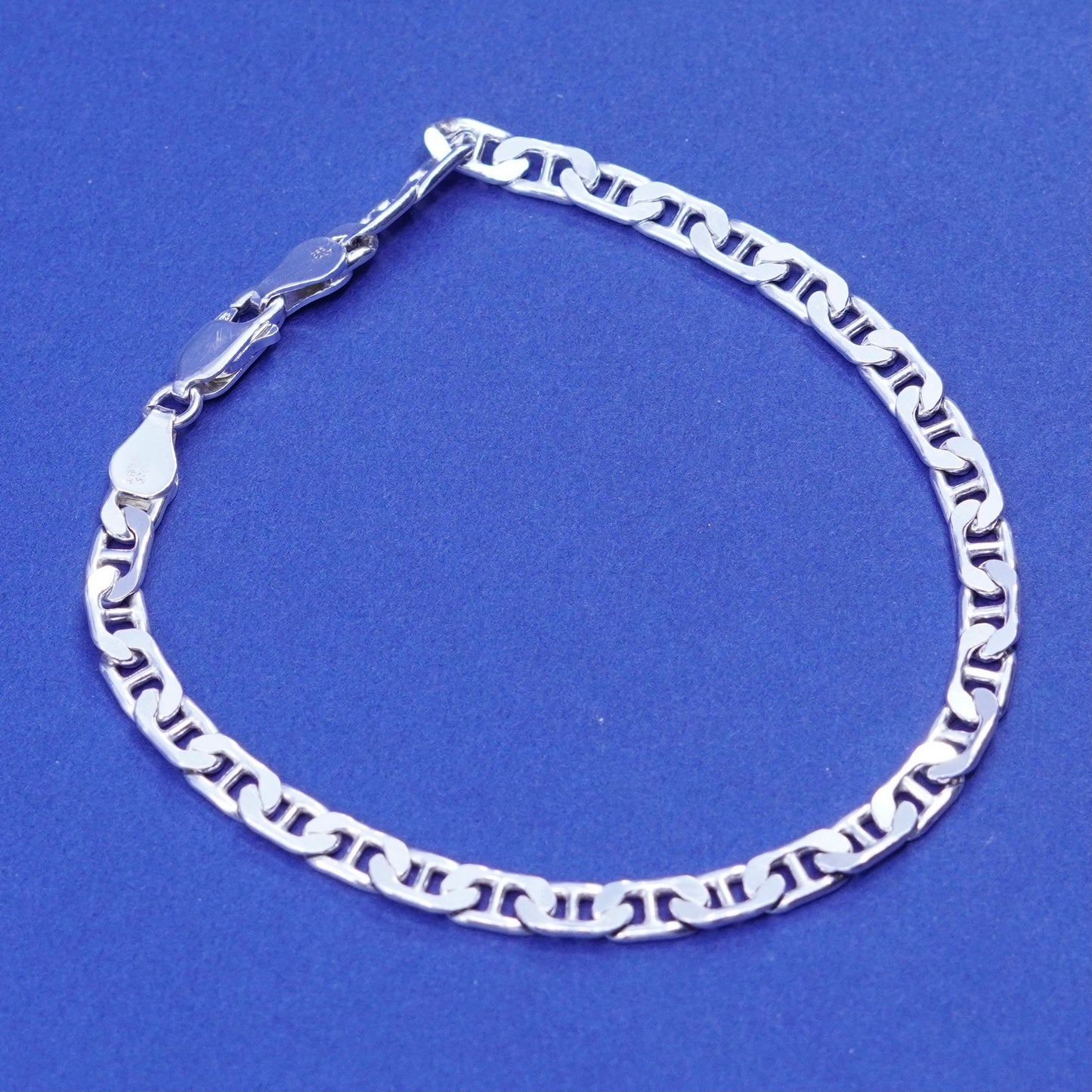 8”, 6mm, vintage Sterling 925 silver anchor bracelet, chain