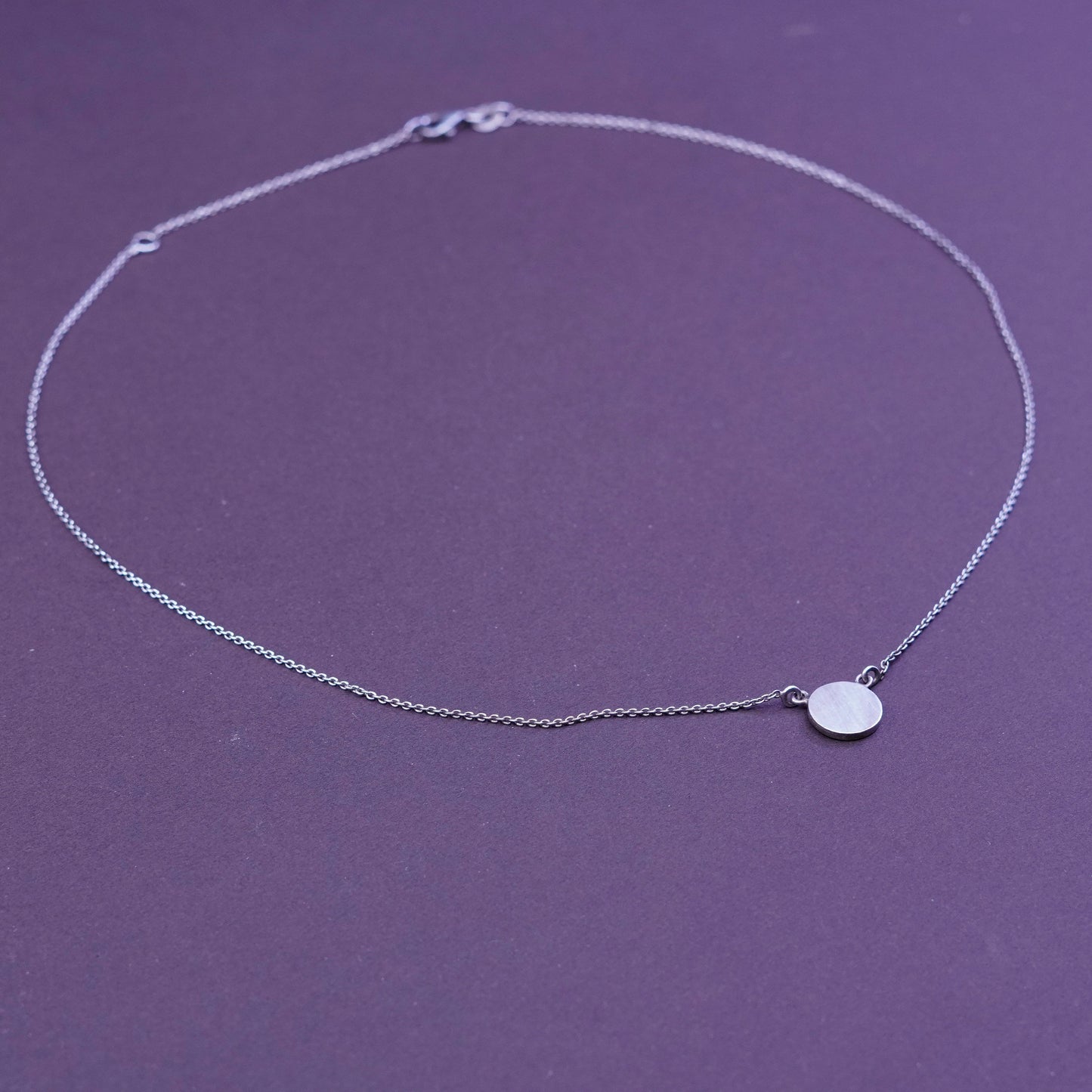 16+2”, Sterling silver necklace, 925 circle chain with circle tag pendant
