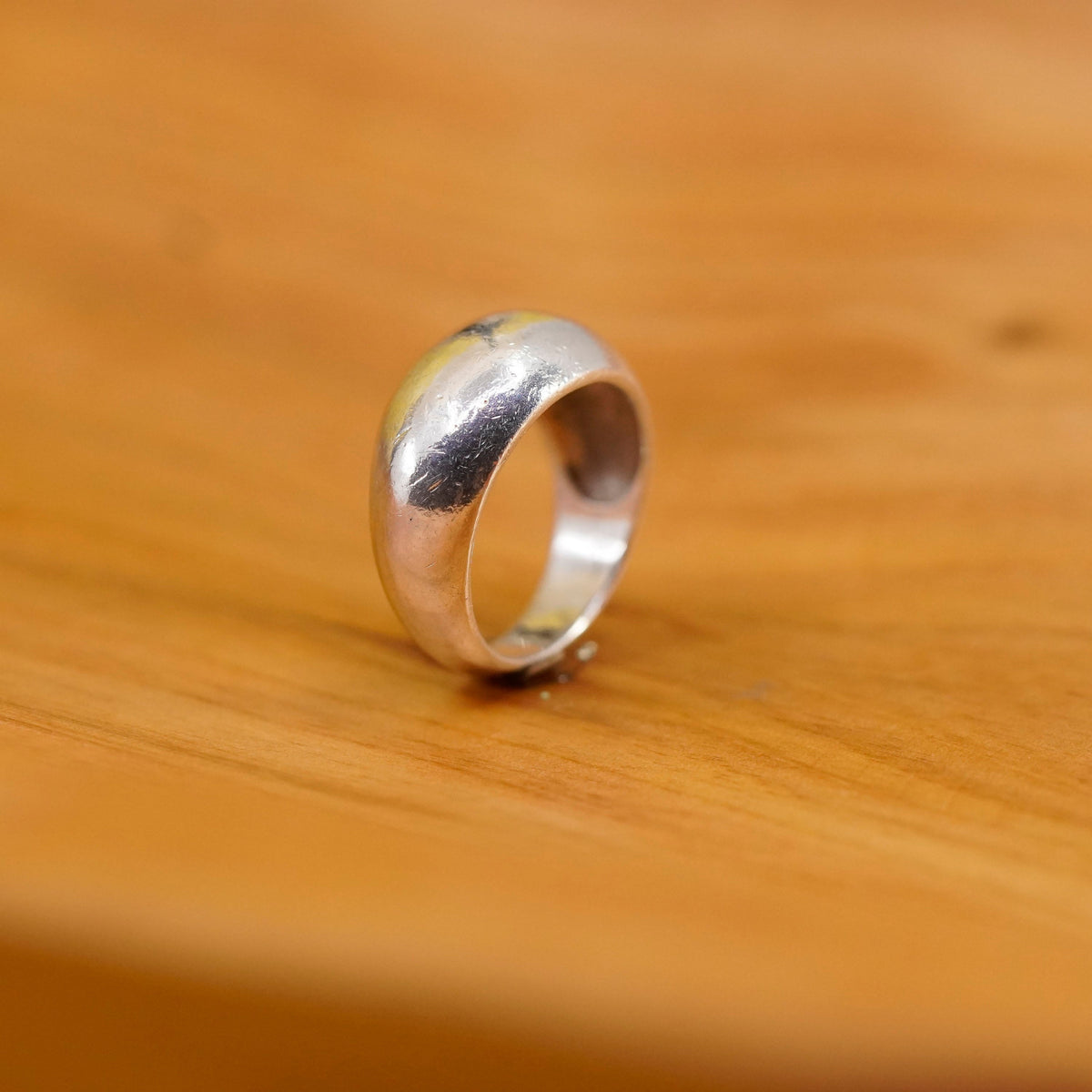 Size 4.25, Sterling silver handmade ring, 925 ribbed band, modernist minimalist