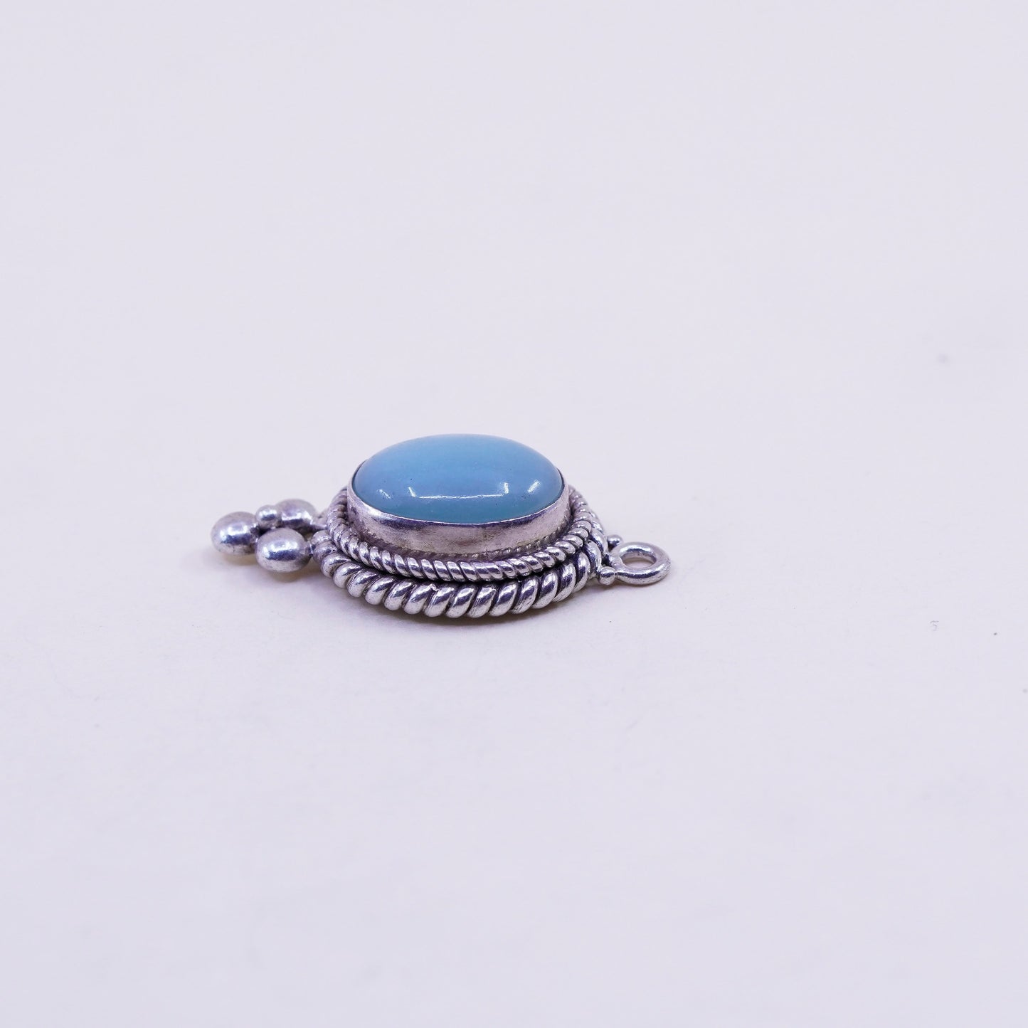 Vintage BA Suarti Sterling 925 Silver Handmade pendant w/ jade and cable around