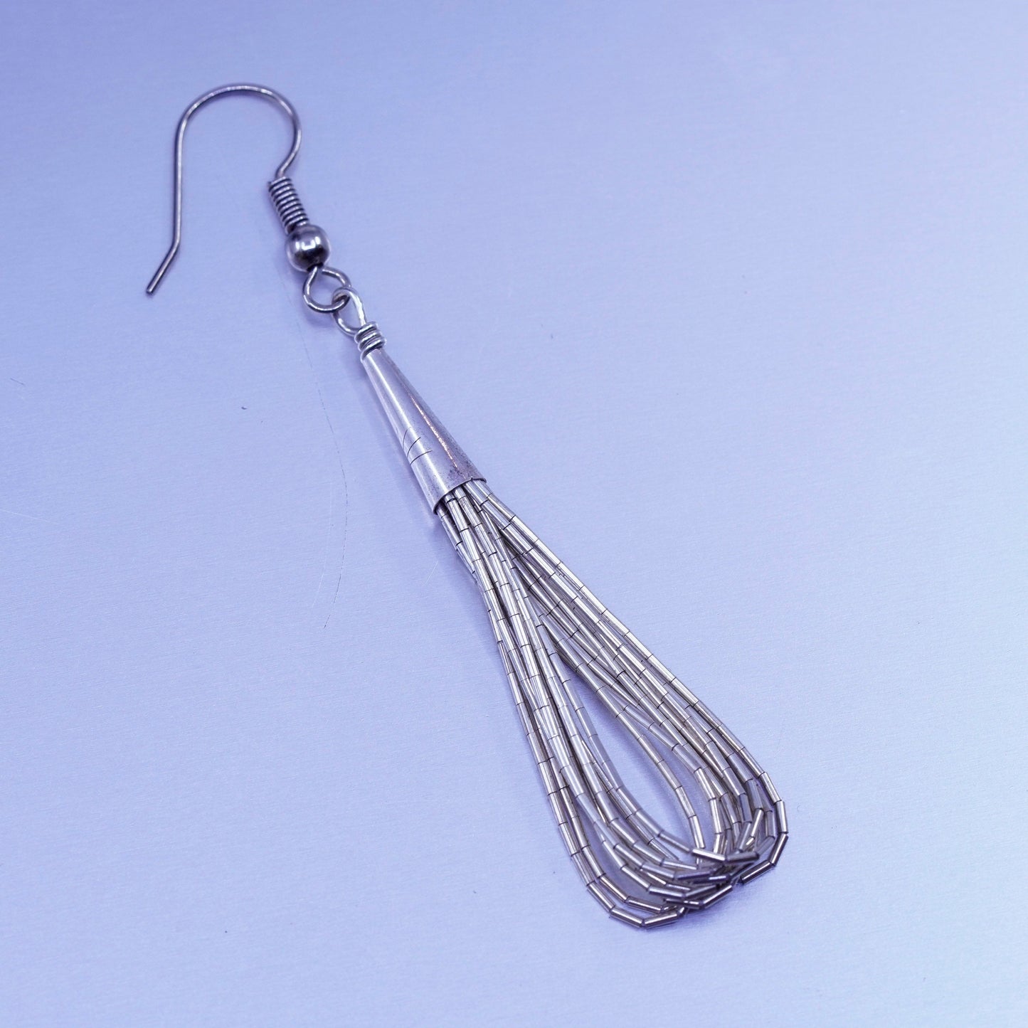 Vintage Native American Navajo sterling 925 liquid silver fringe dangles