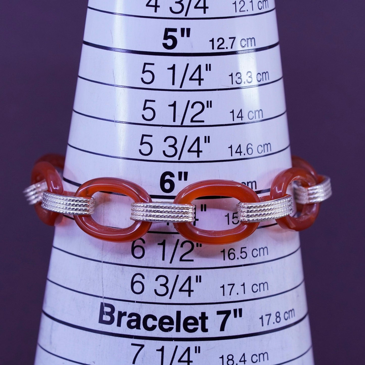 6.25”, turkey sterling silver handmade bracelet, 925 circle with oval carnelian