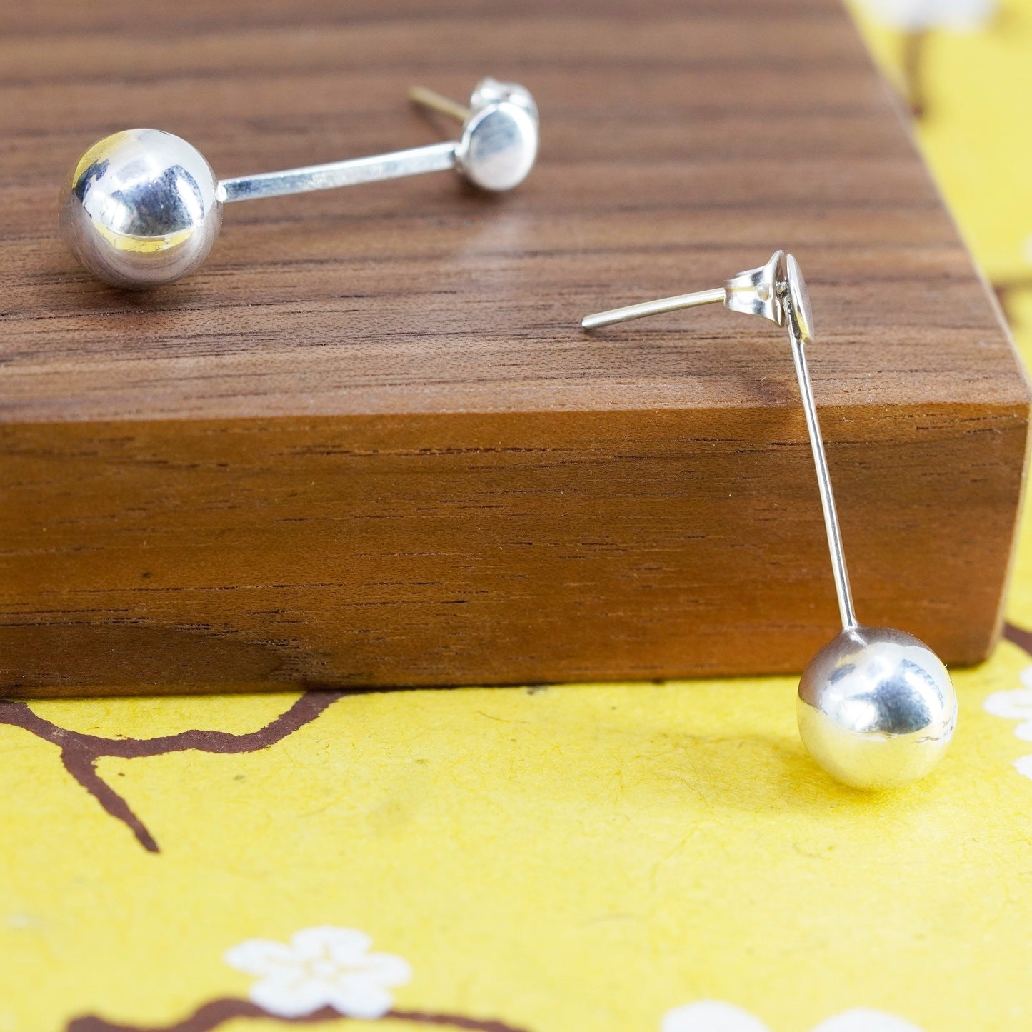 Vintage Sterling silver handmade earrings, 925 beads drops