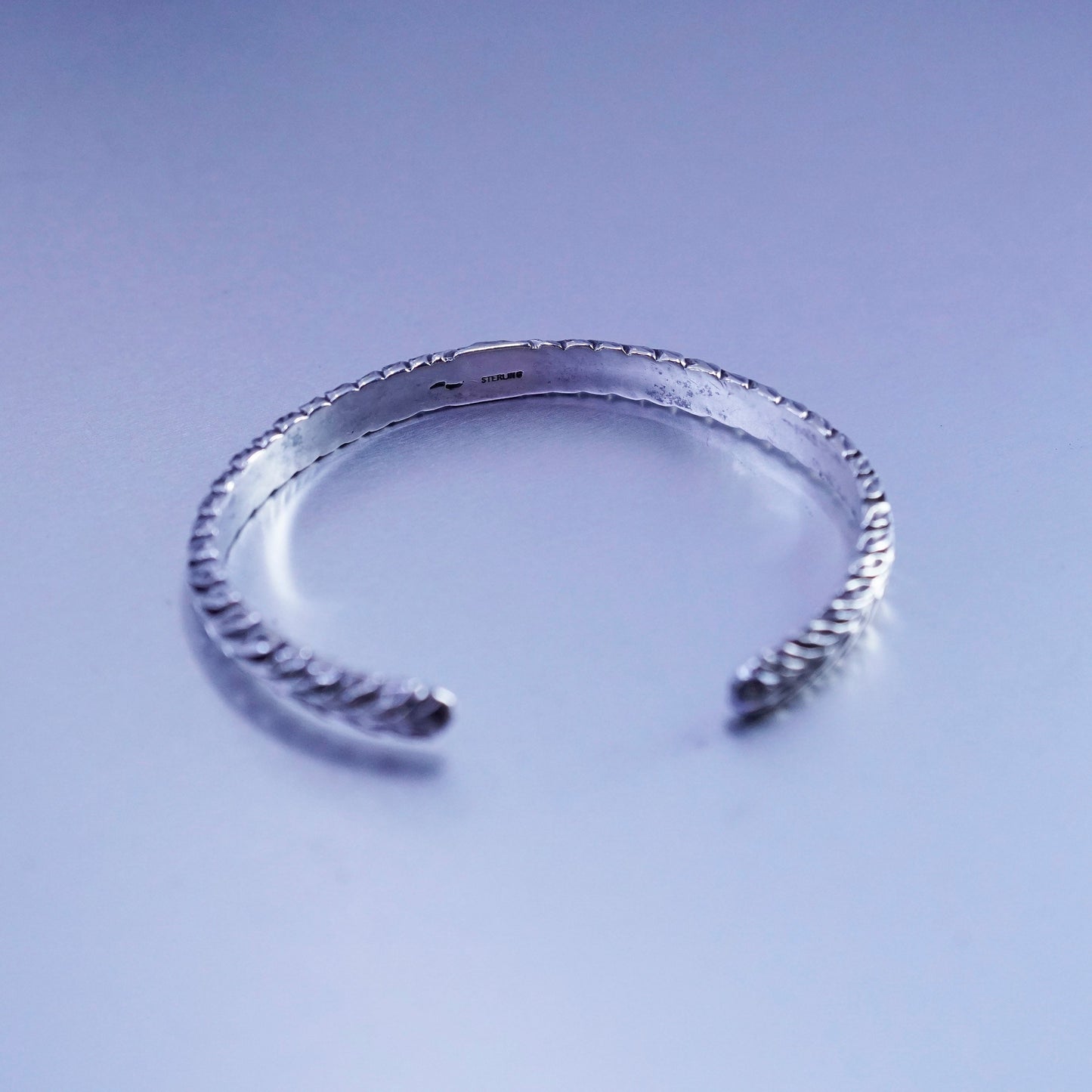 6.25”, Vintage Sterling 925 silver handmade bracelet, textured cuff